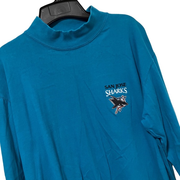 Vintage 90s NHL The Coolest Game San Jose Sharks Embroidered Mock Neck Top - Picture 2 of 9
